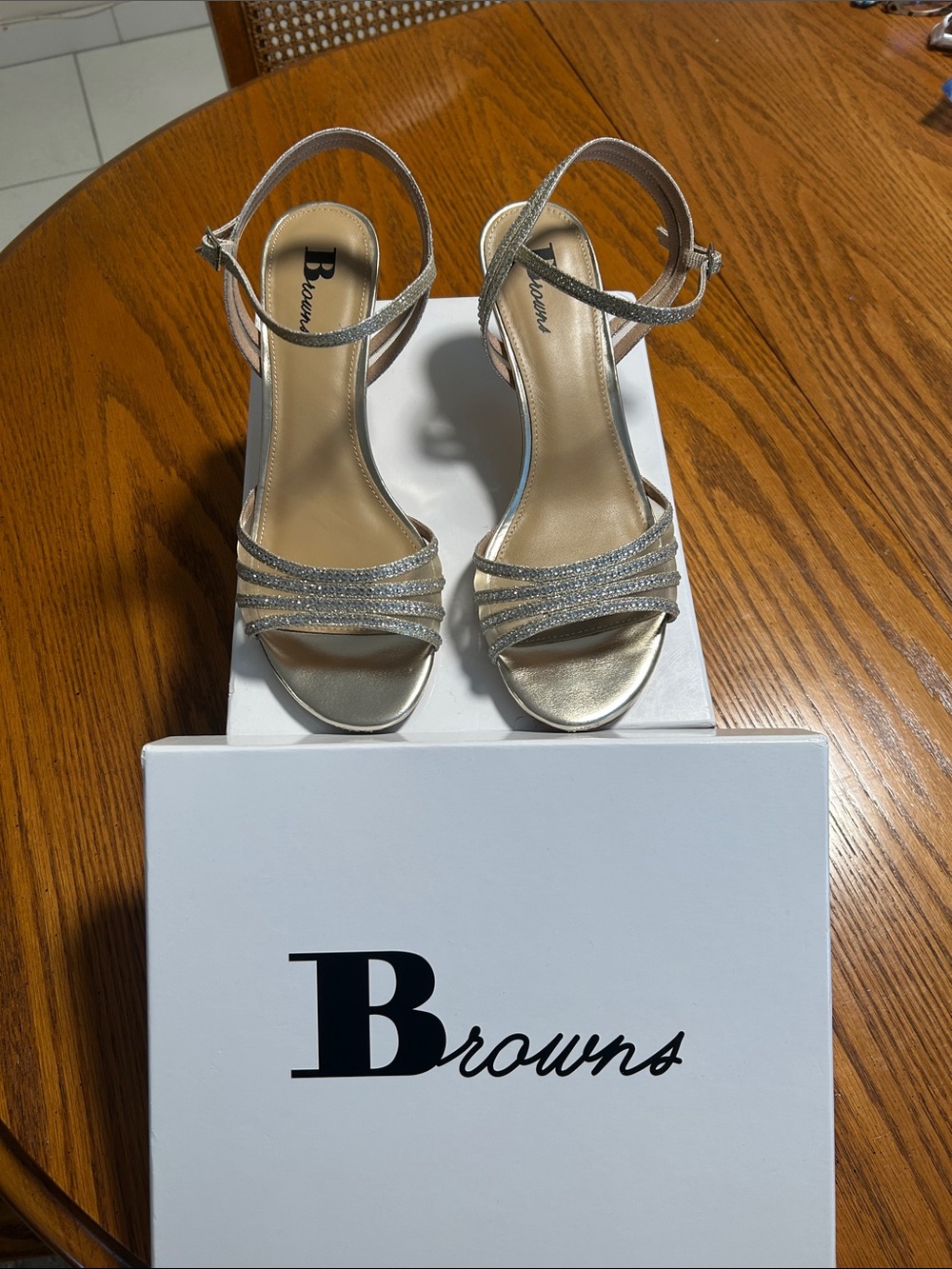 Women's Metallic Gold Strappy Heeled Sandals